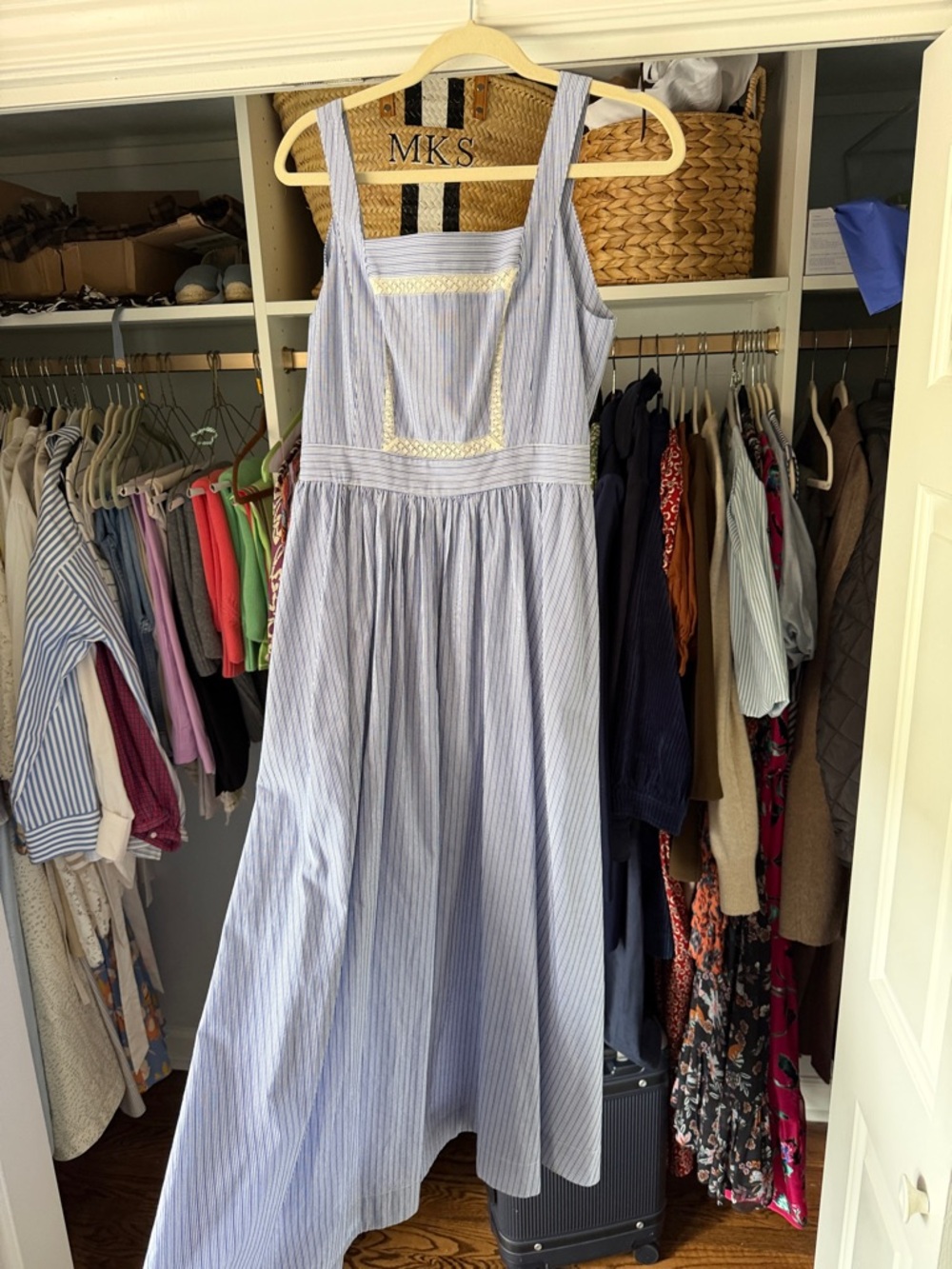 Ciao Lucia! Blue and White Striped Sleeveless Maxi Dress XS
